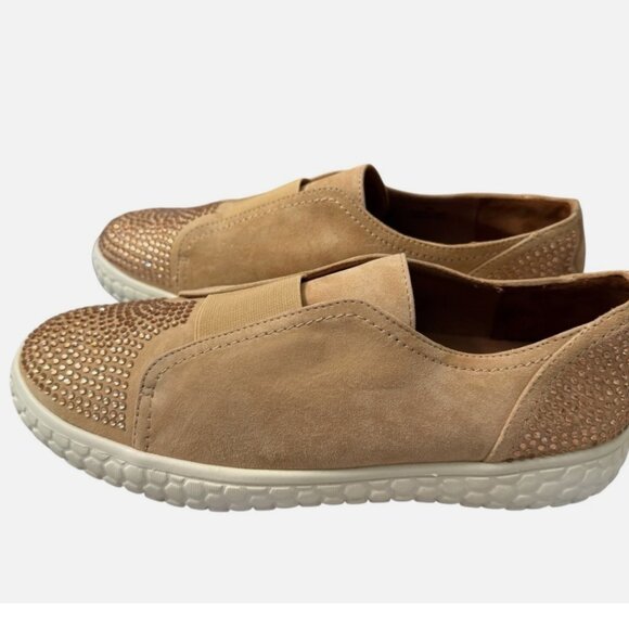 L'Amour Des Pieds Leather Zarrial Bedazzled Rose Gold Slip On Sneakers 8M - Picture 5 of 9